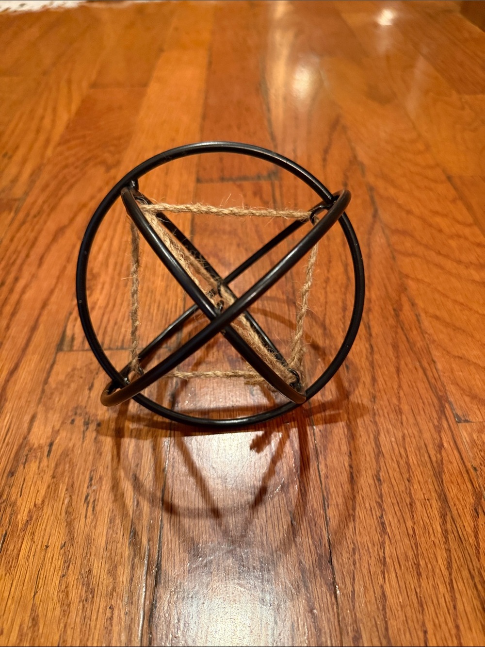 T.J.Maxx Black Metal Orb with Natural Jute Accent